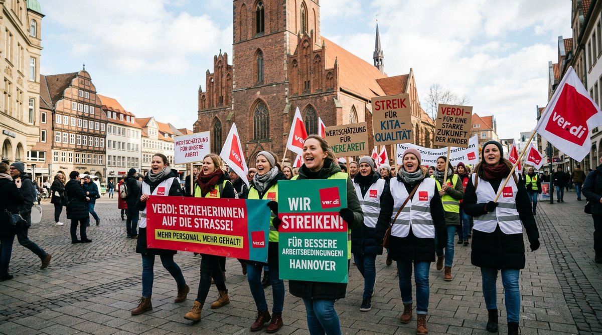 Demonstration mit Plakaten in Hannover