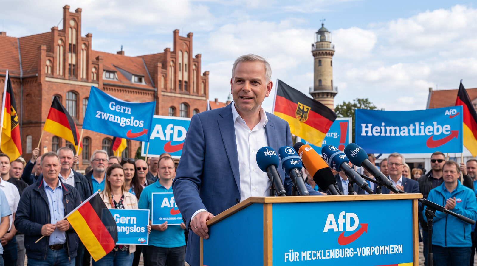 Leif-Erik Holm bei einer Wahlkampfrede in Mecklenburg-Vorpommern