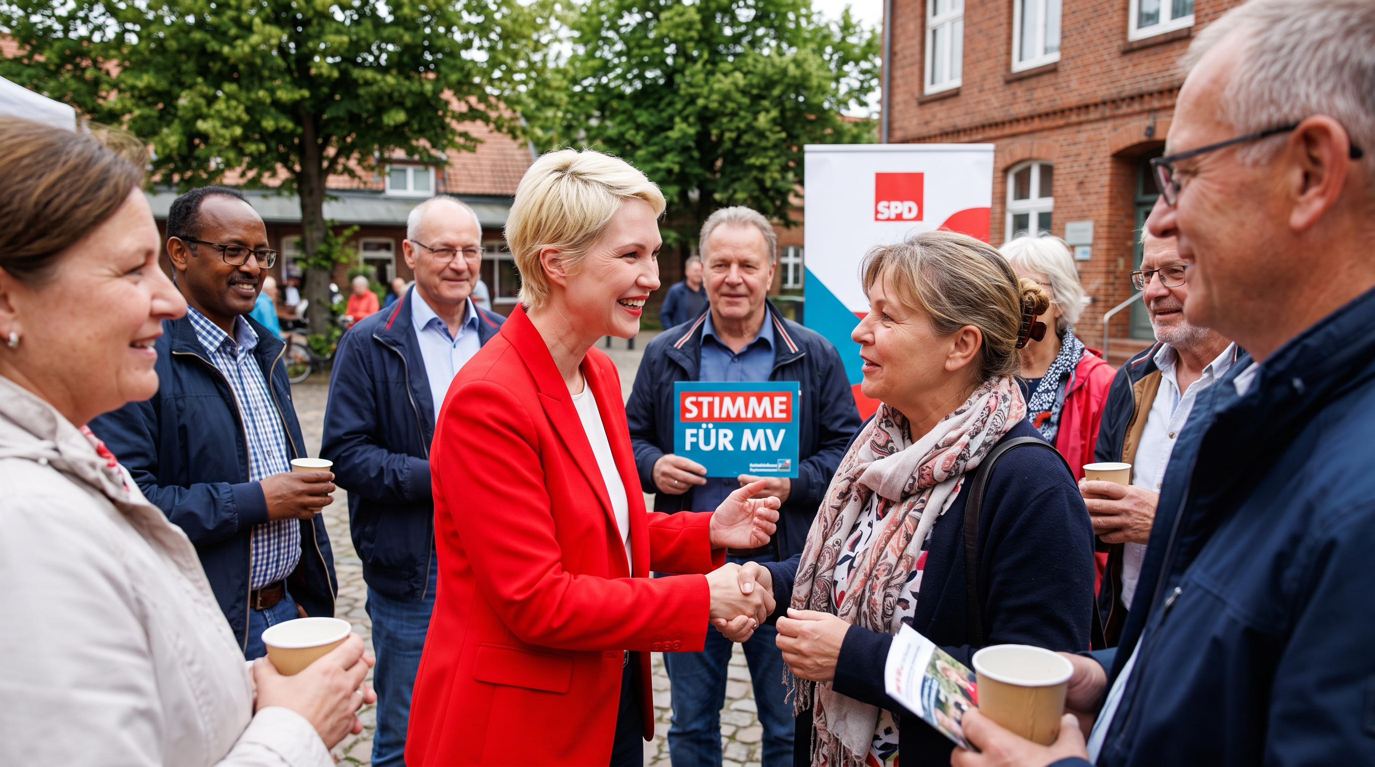 Manuela Schwesig bei einem Wahlkampftermin in der Stadt